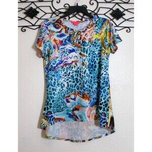 Sunny Leigh Women's Knit Top Size S Short Sleeve Multicolored Round Neck